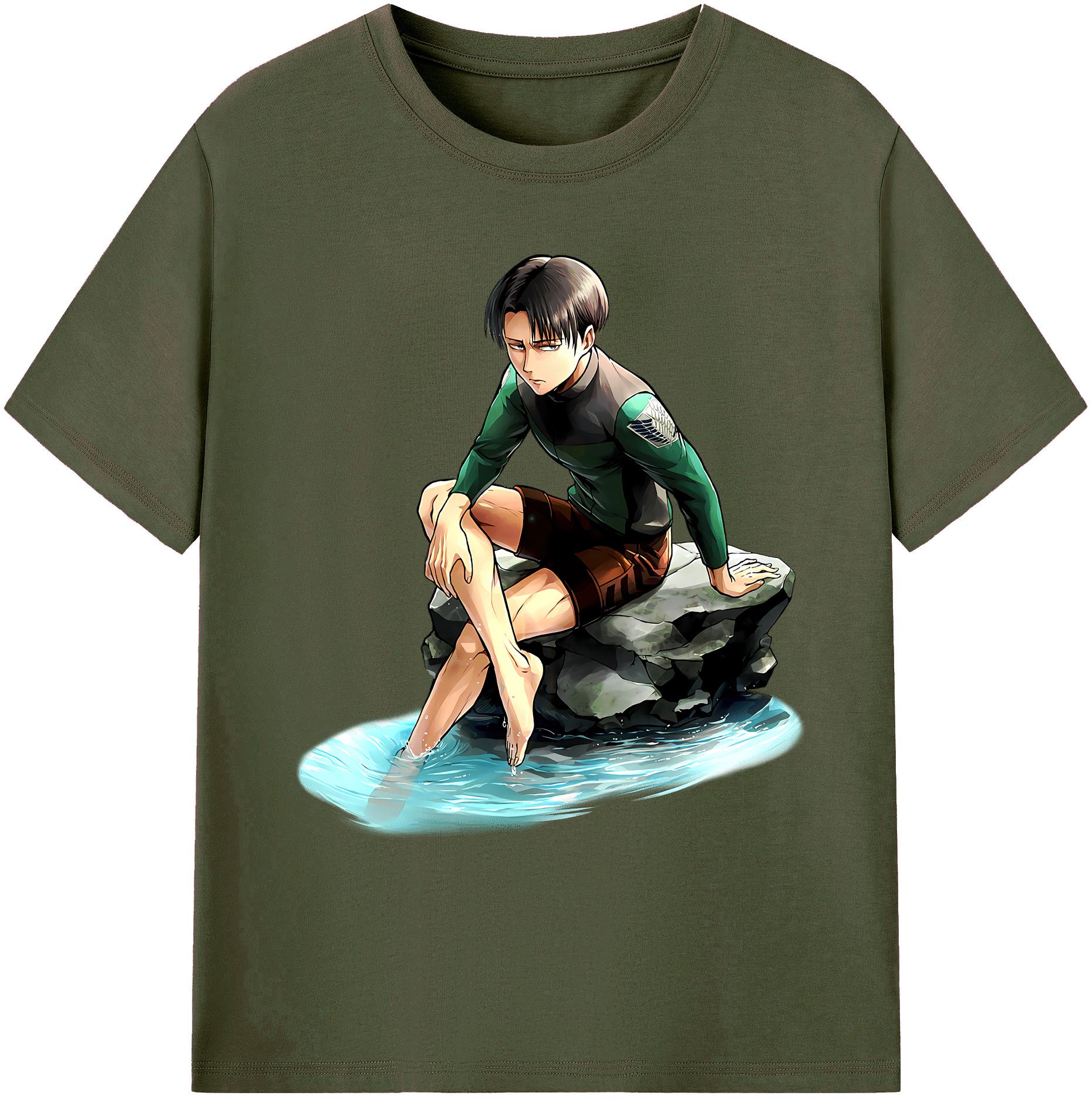 （画像用） 進撃の巨人 リヴァイ·アッカーマン Attack on Titan Levi Ackerman 綿100％ メンズ半袖Tシャツ｜肌触りやわらか＆通気性